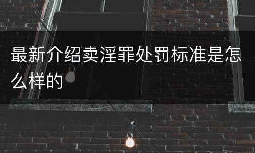 最新介绍卖淫罪处罚标准是怎么样的