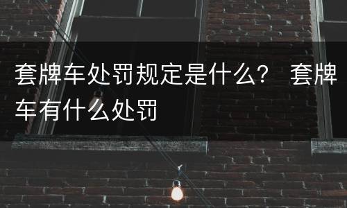 套牌车处罚规定是什么？ 套牌车有什么处罚