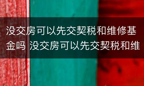 没交房可以先交契税和维修基金吗 没交房可以先交契税和维修基金吗