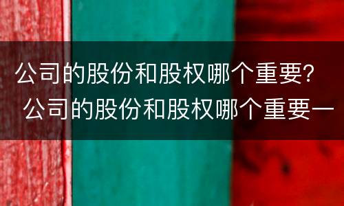 公司的股份和股权哪个重要？ 公司的股份和股权哪个重要一些