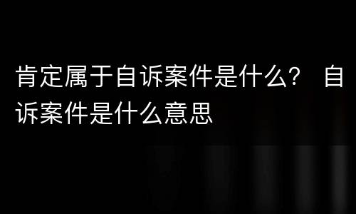 肯定属于自诉案件是什么？ 自诉案件是什么意思