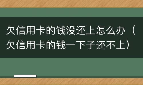 欠信用卡的钱没还上怎么办（欠信用卡的钱一下子还不上）