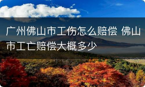 广州佛山市工伤怎么赔偿 佛山市工亡赔偿大概多少