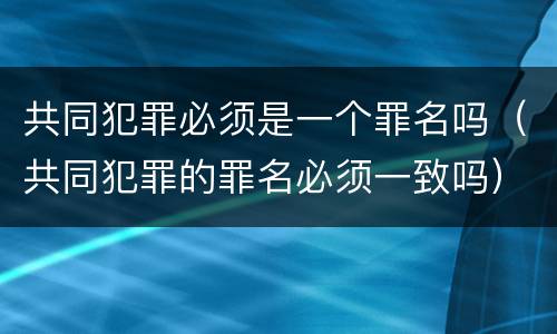 共同犯罪必须是一个罪名吗（共同犯罪的罪名必须一致吗）