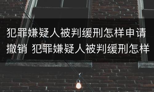 犯罪嫌疑人被判缓刑怎样申请撤销 犯罪嫌疑人被判缓刑怎样申请撤销拘留