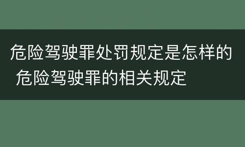 危险驾驶罪处罚规定是怎样的 危险驾驶罪的相关规定