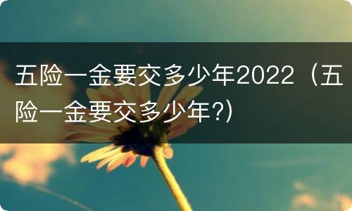 五险一金要交多少年2022（五险一金要交多少年?）