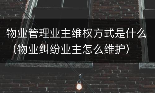 物业管理业主维权方式是什么（物业纠纷业主怎么维护）