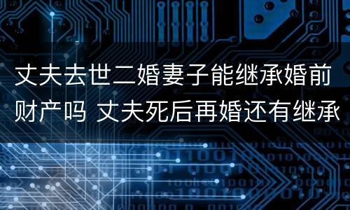 丈夫去世二婚妻子能继承婚前财产吗 丈夫死后再婚还有继承权吗