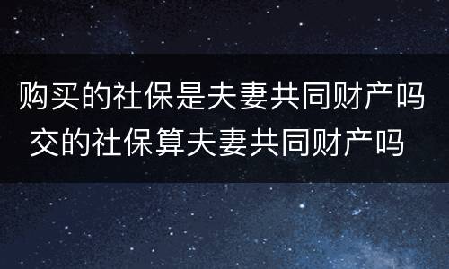 购买的社保是夫妻共同财产吗 交的社保算夫妻共同财产吗