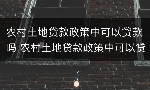 农村土地贷款政策中可以贷款吗 农村土地贷款政策中可以贷款吗现在