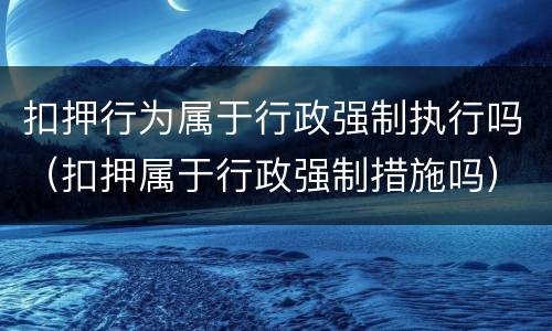 扣押行为属于行政强制执行吗（扣押属于行政强制措施吗）