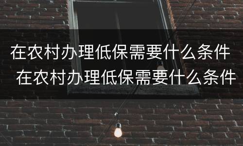 在农村办理低保需要什么条件 在农村办理低保需要什么条件和手续