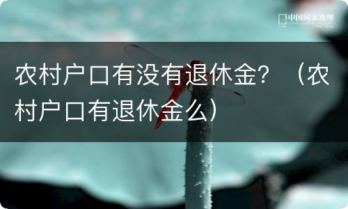 农村户口有没有退休金？（农村户口有退休金么）