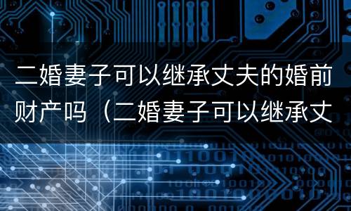 二婚妻子可以继承丈夫的婚前财产吗（二婚妻子可以继承丈夫的婚前财产吗）