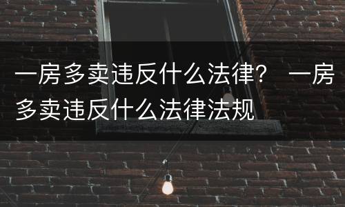 一房多卖违反什么法律？ 一房多卖违反什么法律法规