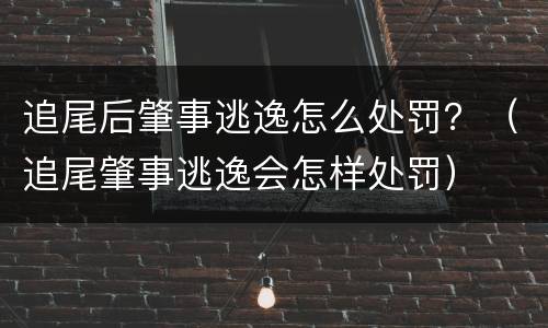 追尾后肇事逃逸怎么处罚？（追尾肇事逃逸会怎样处罚）