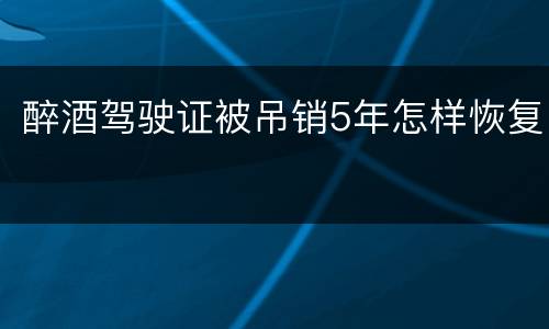 醉酒驾驶证被吊销5年怎样恢复