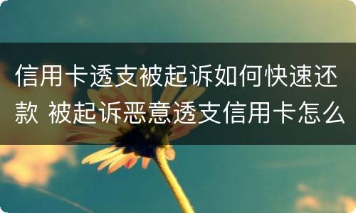 信用卡透支被起诉如何快速还款 被起诉恶意透支信用卡怎么办