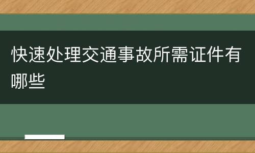 快速处理交通事故所需证件有哪些