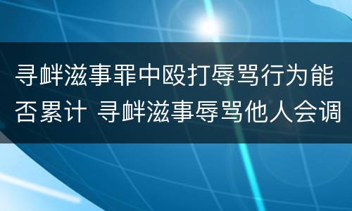 寻衅滋事罪中殴打辱骂行为能否累计 寻衅滋事辱骂他人会调查吗