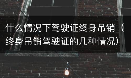 什么情况下驾驶证终身吊销（终身吊销驾驶证的几种情况）