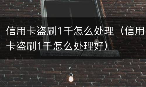 信用卡盗刷1千怎么处理（信用卡盗刷1千怎么处理好）