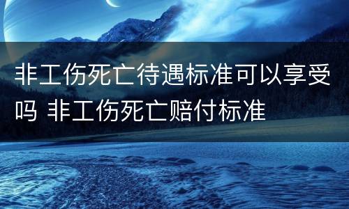 非工伤死亡待遇标准可以享受吗 非工伤死亡赔付标准