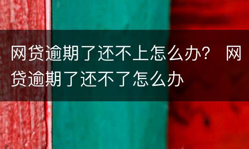 网贷逾期了还不上怎么办？ 网贷逾期了还不了怎么办