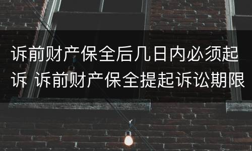 诉前财产保全后几日内必须起诉 诉前财产保全提起诉讼期限