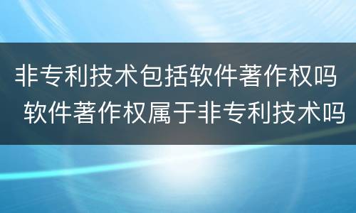 非专利技术包括软件著作权吗 软件著作权属于非专利技术吗