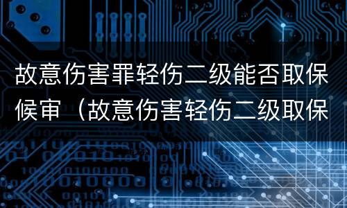 故意伤害罪轻伤二级能否取保候审（故意伤害轻伤二级取保候审怎么判）