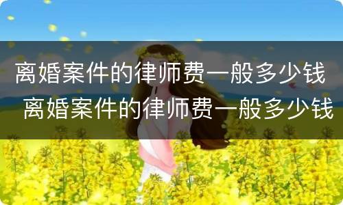 离婚案件的律师费一般多少钱 离婚案件的律师费一般多少钱啊