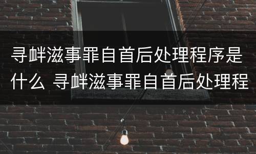 寻衅滋事罪自首后处理程序是什么 寻衅滋事罪自首后处理程序是什么呢