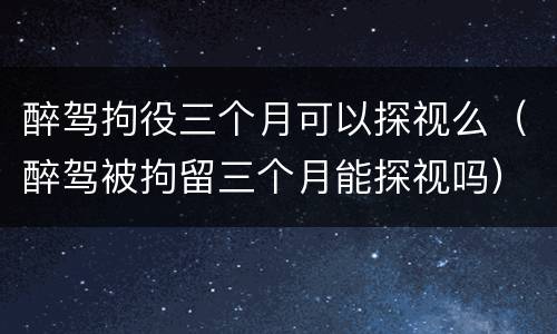 醉驾拘役三个月可以探视么（醉驾被拘留三个月能探视吗）