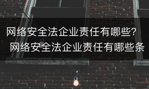 网络安全法企业责任有哪些？ 网络安全法企业责任有哪些条款