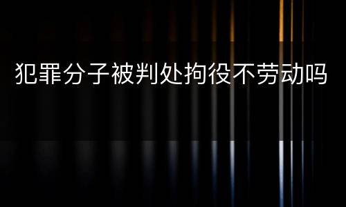 犯罪分子被判处拘役不劳动吗