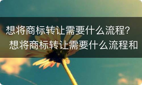 想将商标转让需要什么流程？ 想将商标转让需要什么流程和手续