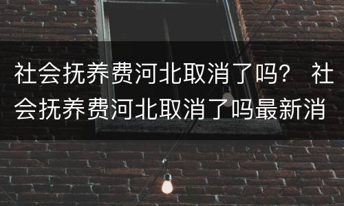 社会抚养费河北取消了吗？ 社会抚养费河北取消了吗最新消息