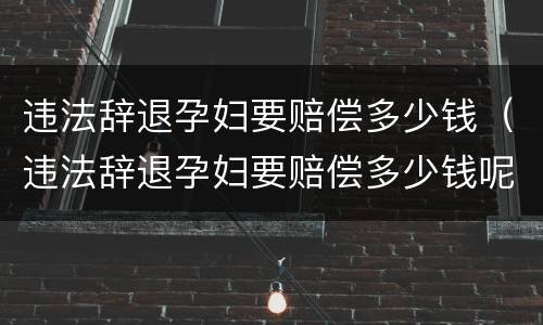 违法辞退孕妇要赔偿多少钱（违法辞退孕妇要赔偿多少钱呢）