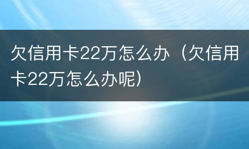 欠信用卡22万怎么办（欠信用卡22万怎么办呢）