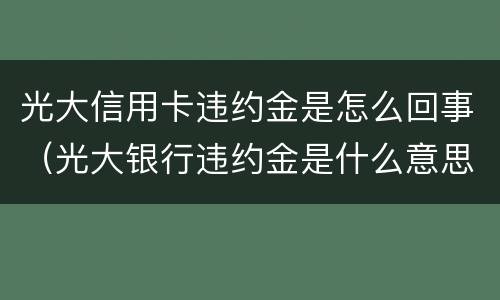 光大信用卡违约金是怎么回事（光大银行违约金是什么意思）