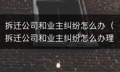 拆迁公司和业主纠纷怎么办（拆迁公司和业主纠纷怎么办理）