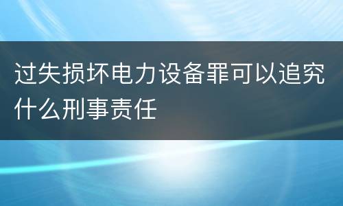 过失损坏电力设备罪可以追究什么刑事责任