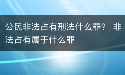 公民非法占有刑法什么罪？ 非法占有属于什么罪