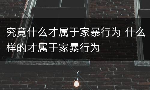 究竟什么才属于家暴行为 什么样的才属于家暴行为