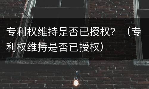 专利权维持是否已授权？（专利权维持是否已授权）