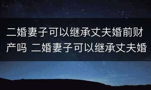 二婚妻子可以继承丈夫婚前财产吗 二婚妻子可以继承丈夫婚前财产吗