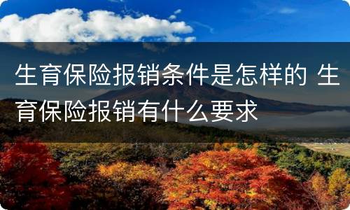 生育保险报销条件是怎样的 生育保险报销有什么要求