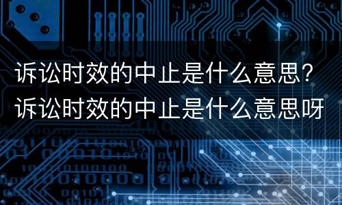 诉讼时效的中止是什么意思? 诉讼时效的中止是什么意思呀